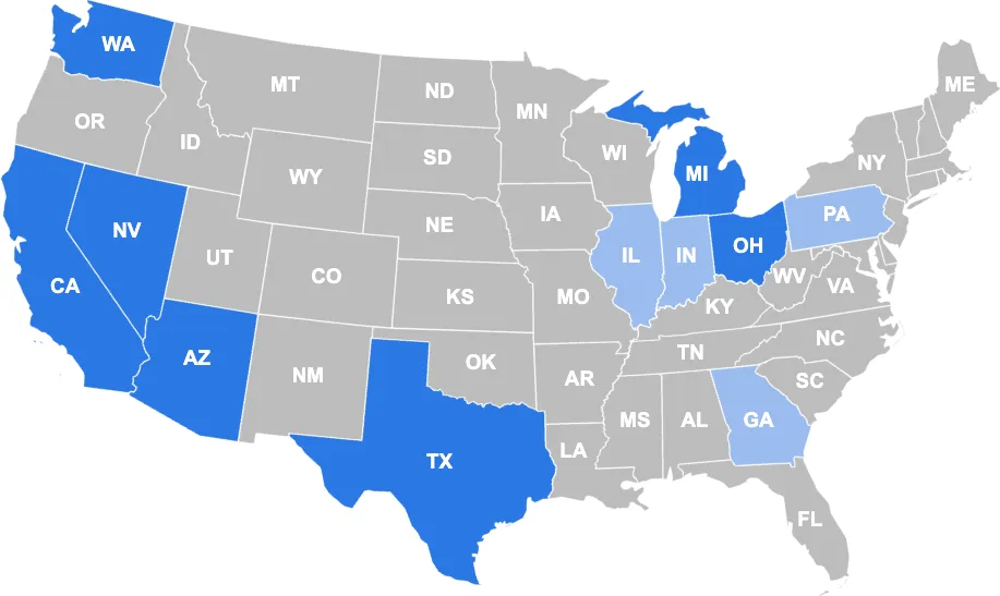 Float Health state availability map showing coverage across the United States